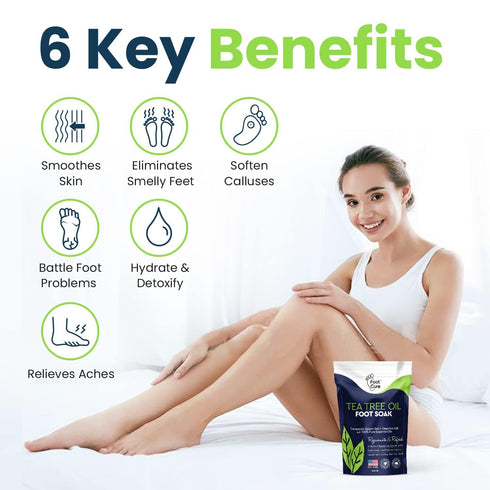 Tea Tree Oil Foot Soak with Epsom Salt, 16 oz - For Toenail Repair, Athletes Foot, Spa Care