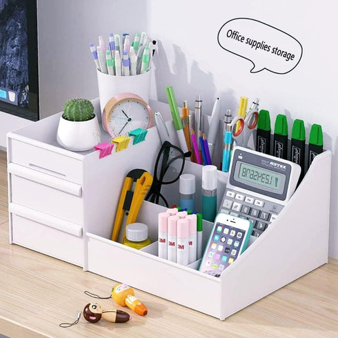 Makeup Desk Organizer with Drawers, Countertop Holder for Cosmetics, Vanity Storage for Lipstick, Brushes, Jewelry