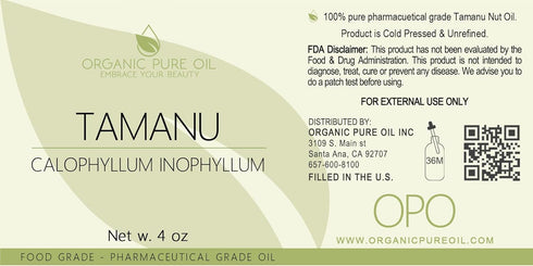Tamanu Oil - 4 oz Glass with Dropper - 100% Pure Unrefined Cold Pressed Organically Sourced Non GMO Vegan Carrier Oil for Face Hair Skin Body Locs Dryness Moisturizer Soap Creams DIY Skincare - OPO