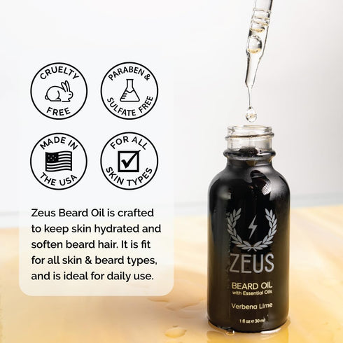 ZEUS Natural Beard Oil (Vanilla Rum) - Premium Conditioning Beard Oil to Soften Beard & Mustache, 1 oz.