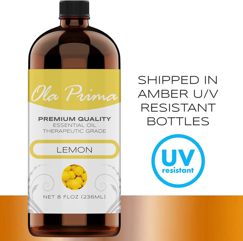 Ola Prima Lemon Essential Oil - 8oz - 8 Fluid Ounces - Aromatherapy Oils for Candle and Soap Making