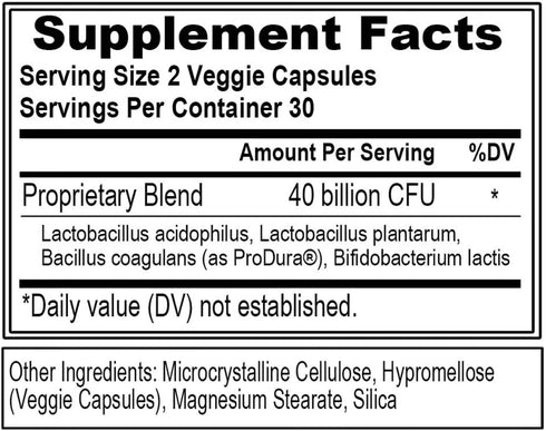 Evlution Nutrition Probiotic - 60 Probiotic Veggie Capsules - 40 Billion CFUs per Serving - Easy to Swallow Probiotic Supplement
