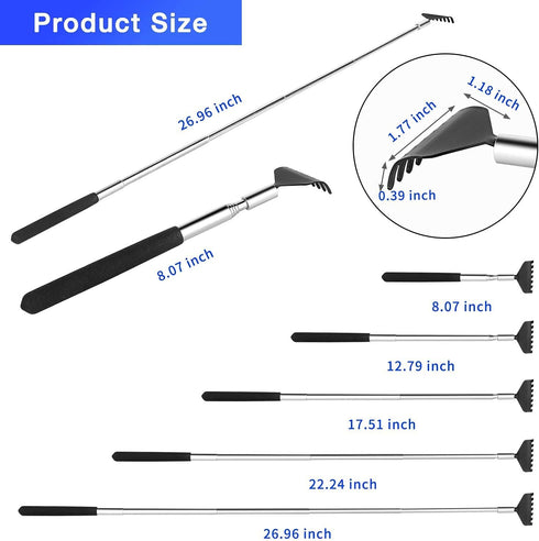 2 Pack Portable Extendable Back Scratcher, Stainless Steel Telescoping Back Scratcher with Beautiful Packaging