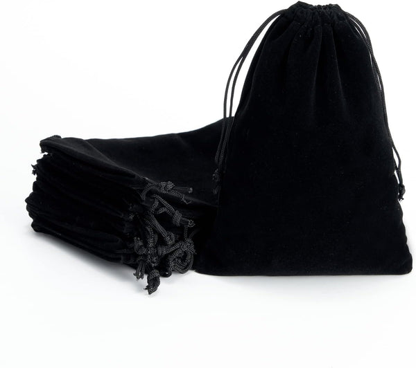 Tendwarm 20 Pcs Black Velvet Bags with Drawstring, 3.9x5.9 Inches Candy Jewelry Pouch Bags for Christmas Wedding Favors