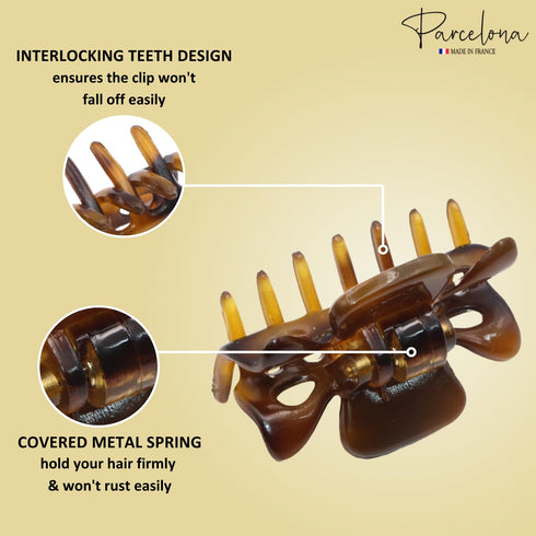Parcelona Very Small French Classic Claw Clips Set of 3, 1 1/2" Hair Jaw Clips for Girls, Durable Styling Accessories