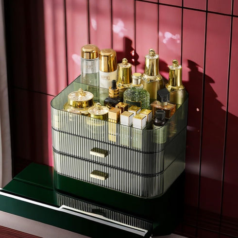 Stackable Makeup Organizer with Drawers, Skincare Cosmetic Storage for Bathroom, Vanity, Desk Countertop