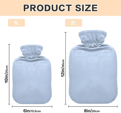 SyXIOP 2L Light Blue hot-Water Bottle with Soft Cover, Warm Water Bottle for Bed for Menstrual Cramps, Menstrual