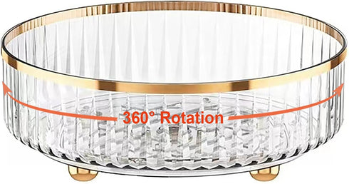 Rotating Skincare Makeup Organizer, 11" Round Lazy Susan, Clear Large Spinning Cosmetic Display Cases