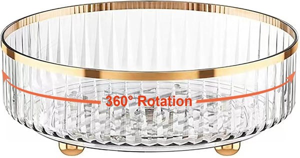 Rotating Skincare Makeup Organizer, 11" Round Lazy Susan, Clear Large Spinning Cosmetic Display Cases