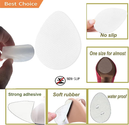 Non Slip Shoes Pads - Self-Adhesive Shoe Grips, Rubber Anti-Slip Sole Stick Protector (Clear, 3 Pairs)