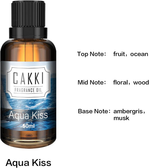 Essential oils for Diffusers for Home, Scent-Aqua Kiss, Single Large Size 50ml, Cakki Fragrance oils, for Candle Making, for Soap Making, Diffuser Oil Scents
