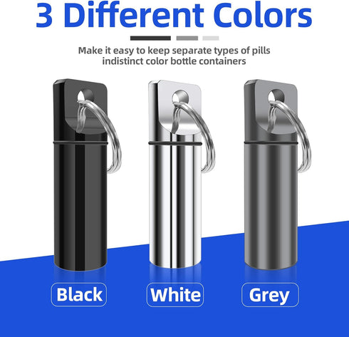 2 Pack Small Pocket Pill Box Keychain, Portable Mini Aluminium Pill Organizer Case for Outdoor Camping Travel