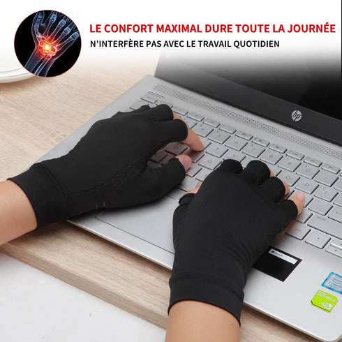 Copper Compression Arthritis Gloves, Fingerless Pain Relief Gloves for Men and Women, 1 Pair, Healing for Carpal Tunnel