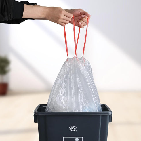 5 Gallon Clear Drawstring Garbage Bags, 110 Count, 3 Rolls