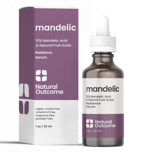Mandelic Acid 10% Anti-Aging AHA Facial Serum with Hyaluronic Acid - Targets Fine Lines, Dark Spots, and Wrinkles, 1 Oz