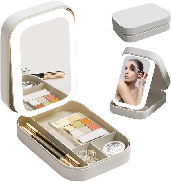 Travel Makeup Bag with LED Mirror - Portable Makeup Case with Light, Gift for Women