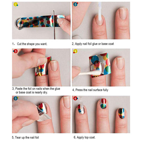WOKOTO 10 Rolls Solid Color Nail Art Foil Stickers, Tip Mirror Design Starry Sky Adhesive Nail Transfer Decals