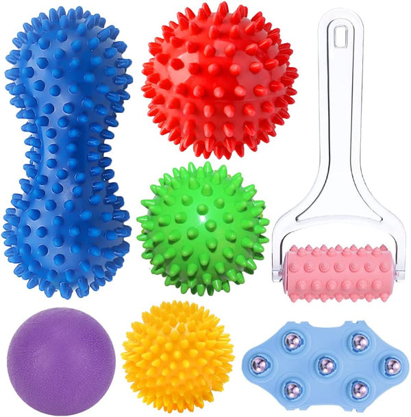 MUMUWIND Trigger Point Massage Tools (7 Packs) - Spiky Massage Balls, Peanut Trigger