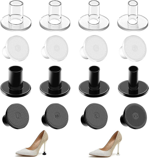 High Heel Protectors, 8 Pairs Heel Stoppers & Repair Caps, 4 Sizes Shoe Heel Cover for Women, Perfect for Weddings,