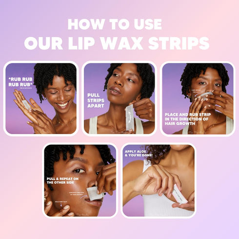 Shark Tank Lip Wax Strips - 24 Hypoallergenic Waxing Strips for Hair Removal on Upper Lip, Chin, Eyebrows