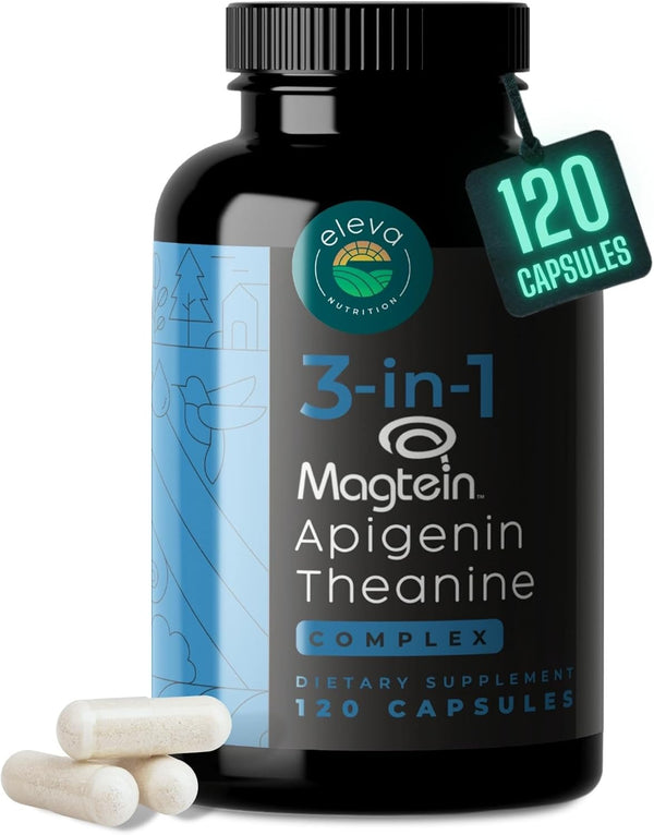Apigenin Theanine L-Threonate 3-in-1 Complex Supplement for Relaxation - Gluten Free, Non-GMO, Made in the USA, 120