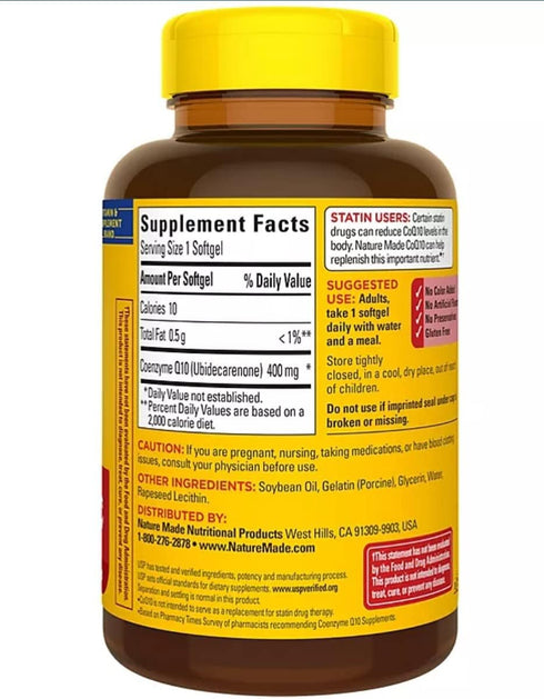 Nature Made CoQ10 (Coenzyme Q 10) 400 mg Softgels, 1 Pack