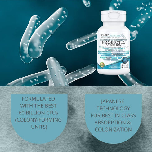 KAPPA NUTRITION Probiotic 60 Billion CFU - 14 in 1 Probiotic for Women, Men & Adults, Natural, Shelf Stable