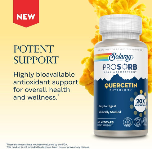SOLARAY Quercetin Phytosome - 20X Absorption Antioxidants Supplement for Overall Health Support, 30 VegCaps