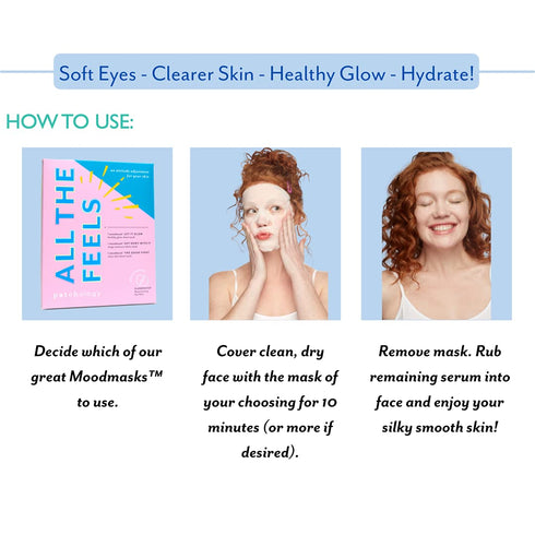 Patchology "All the Feels" Hydrating Sheet Masks for Dry Skin and Redness (3 Piece Set)