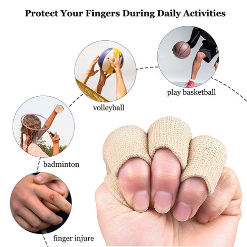 Finger Arthritis Sleeves (30Pcs), Elastic Thumb Splint Brace Support for Joint Pain Relief, Breathable Finger Tape