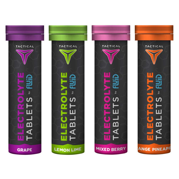 Fluid Tactical Effervescent Hydration Tablets, Electrolyte Replacement & Dehydration Prevention, 4 Pack, 40 Servings