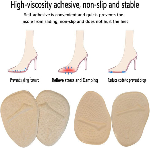 3 Pairs Metatarsal Pads for Women | Ball of Foot Cushions Soft Gel Inserts for Shoes, Non-Slip Foot Pad