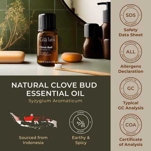 Set Set 2x0.34 oz Clove Bud & Tea Tree Essential Oil - Aromatherapy Grade Essential Oils - fl - Gya Labs