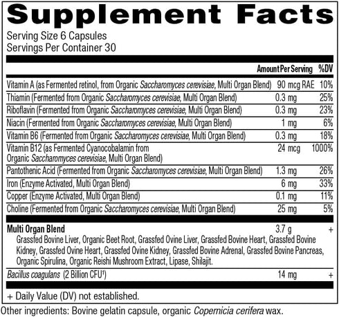Ancient Nutrition Organ Supplements, Grass-Fed Wild Organ Complex Capsules, 180 Ct for Liver, Heart, Kidney Support