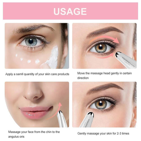 TOUCHBeauty Electric Eye Massager for Dark Circles, Puffiness, Fine Lines with Sonic Vibration & Heating