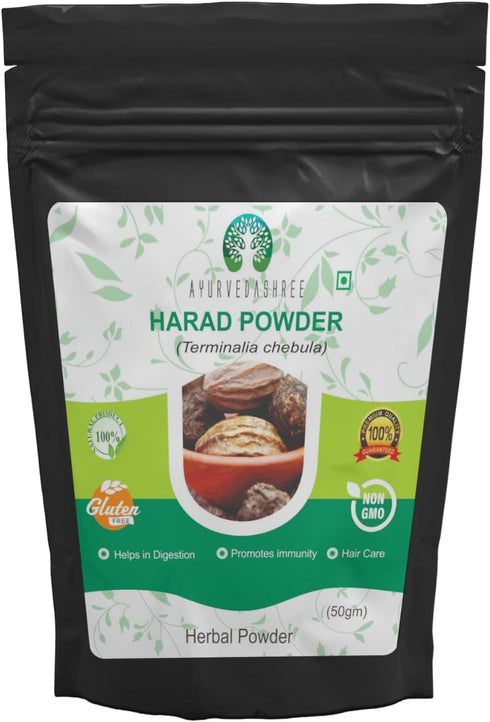Haritaki Powder 50 Gm, Terminalia Chebula Powder, Ayurvedic Herb for Vata, Vata Kapha & Pitta Balancer, Non-GMO, Gluten