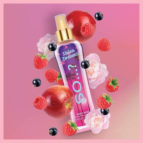 So...? Ibiza Dreams Body Mist - Long-Lasting Perfume for Women with Fruity, Floral Notes - 6.9 oz