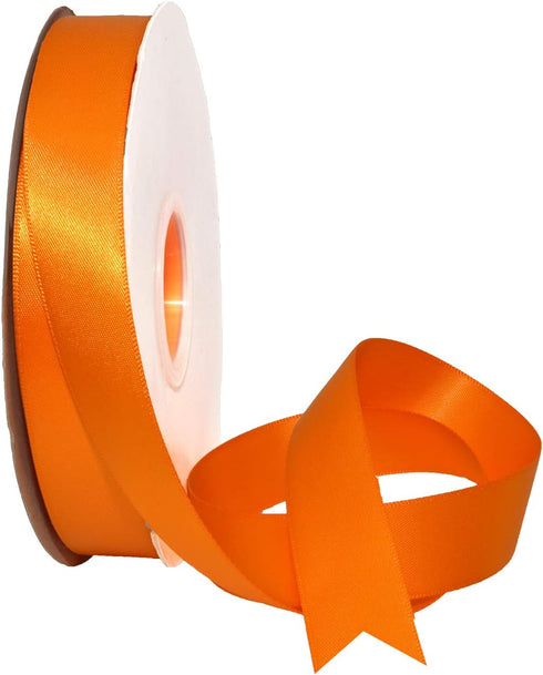 Morex Ribbon Double Face Satin Ribbon, 7/8" X 50 YD Tangerine for Gift Wrapping and Crafts
