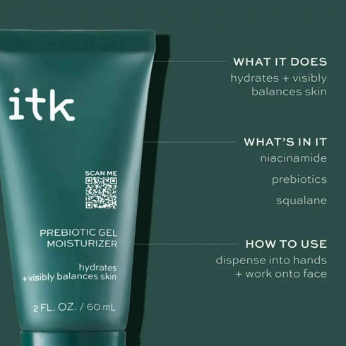 Prebiotic Gel Moisturizer for Oily, Acne-Prone Skin, 2 Fl Oz