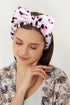 Spa Headbands for Women - Pink Leopard Girls Makeup Bow Tie Head Band, Soft Microfiber Face Wash Headbands