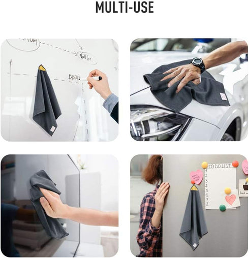 loukin 4 Pack Magnetic Whiteboard Cleaning Cloth, Reusable & Washable Dry Erase Cleaning Cloth for Classroom, Gray