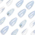 KKUUOO Medium Almond Light Blue Press on Nails, French False Nails with Shell Design & Rhinestones, 24 Pcs