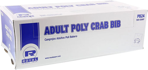 Royal 16.25" 7.5" 5", Pack 500 AmerCare Adult Polyethylene Bib - Comfortable, Lightweight Mealtime Protection, Ideal