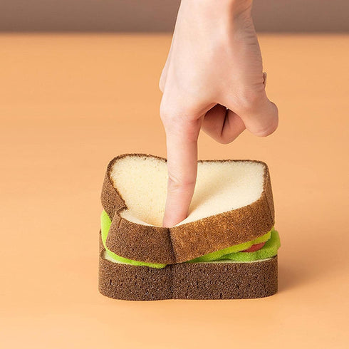 1Pc Multifunction Scrub Sponges, Toast Shape Dish-Washing, Cute Sandwich Sponge for Household Kitchen