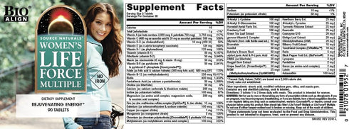 Source Naturals Women's Life Force Multiple Iron Free - Daily Complete Multivitamin with 13 Essential Vitamins, 90