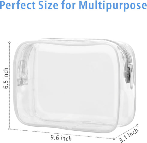 PACKISM TSA Approved Clear Makeup Bag - Waterproof Quart Size Cosmetic Bag for Women, 3 Pack