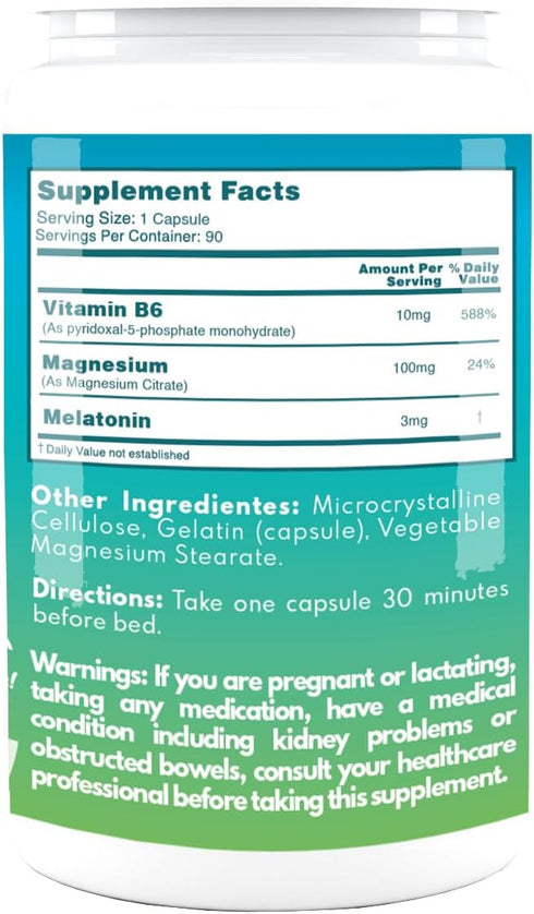 VAL Mg Experts Melatonin 3mg with B6 & Magnesium - 90-Day Supply for Optimal Sleep Support, Healthy circadian Rhythms, Cellular Defense - Antioxidant, Gluten-Free, Non-GMO.
