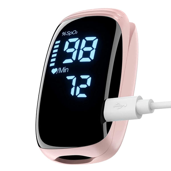 Pulse Oximeter Fingertip, Rechargeable Blood Oxygen Saturation Monitor, Accurate Fast SpO2 Reading (Pink)