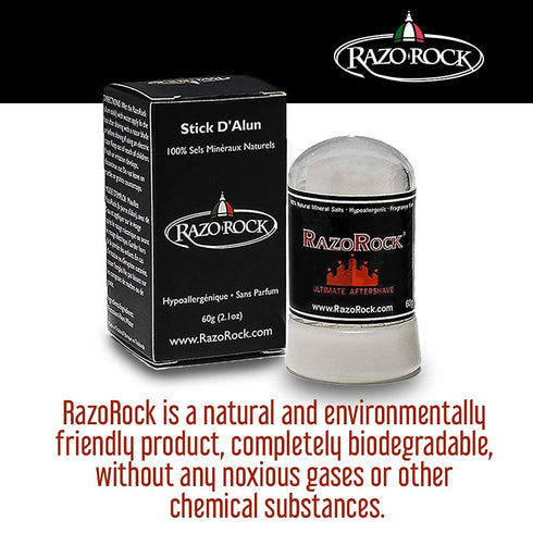 RazoRock Alum Stick, 60 g, After Shave Stick, Natural Healing and Toning for Razor Cuts