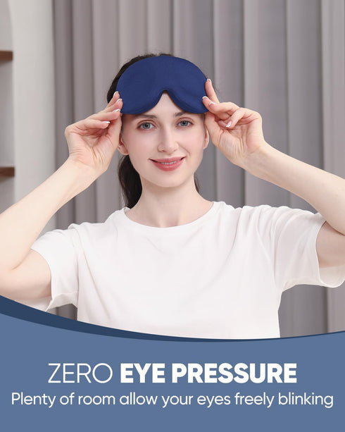 MZOO Sleep Eye Mask for Side Sleepers - 3D Light Blocking Patented Design Night Blindfold, Blue